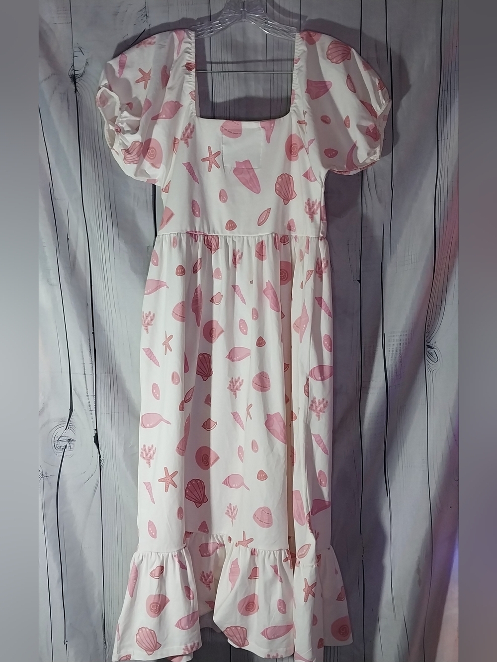 Monica & Andy Organic Life Of The Party Ruffle Hem Puff Sleeve Cottagecore Dress - Picture 11 of 11
